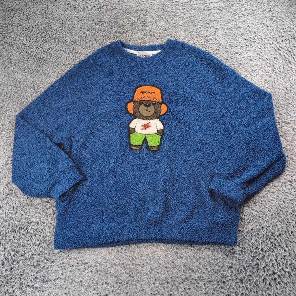Moschino Couture Sweater Adult 2XL XXL Blue Bear Pullover Hip Hop Street Wear
